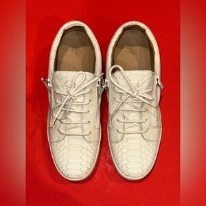 Giuseppe Zanotti Crocodile Gator Print Leather White Zip Sneakers Men 43EU 10 US
